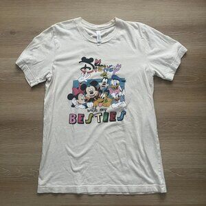 Women's White Disney Short Sleeve Shirt Size Small Disney With My Besties